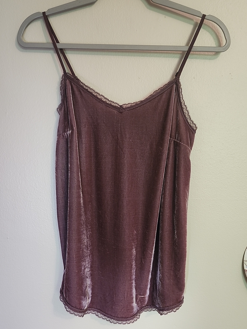 Velvet Lace-Trim Mauve Cami/Size Small